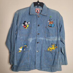 Mens Mickey Inc Size S/M Distressed Denim Shirt Jacket Upcycle Ready Crafts